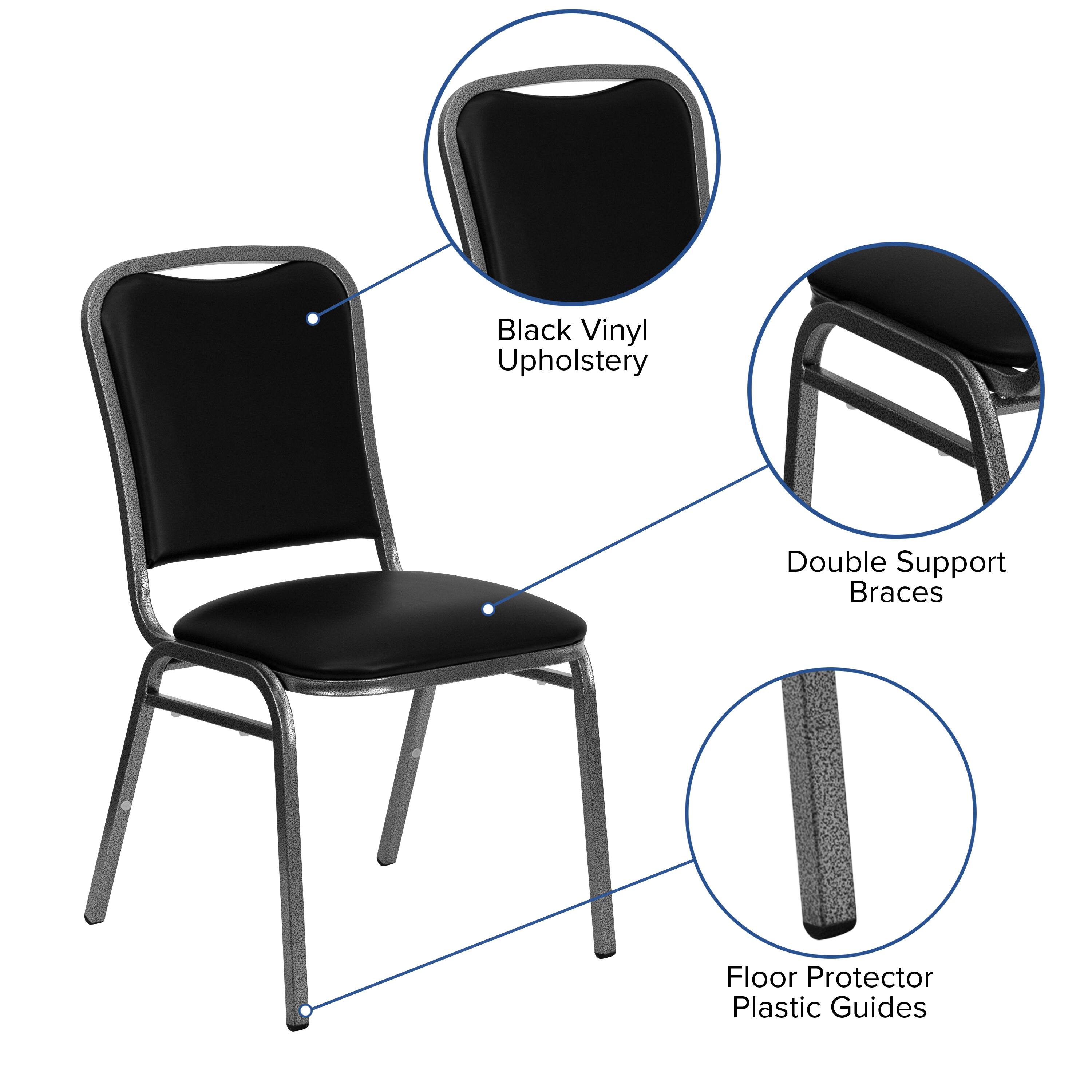 Black Vinyl Upholstery  
Double Support Braces  
Floor Protector Plastic Guides