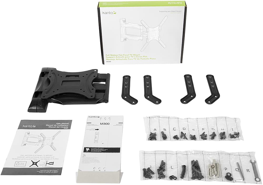 Alt View 1. Kanto - Full-Motion Wall Mount for Most 26" - 55" Flat-Panel TVs - Black.