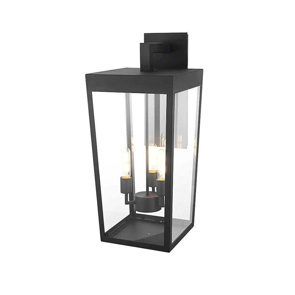 Angle. Elegant Lighting - William 12 Inch Outdoor Wall Sconce In Black - Black.