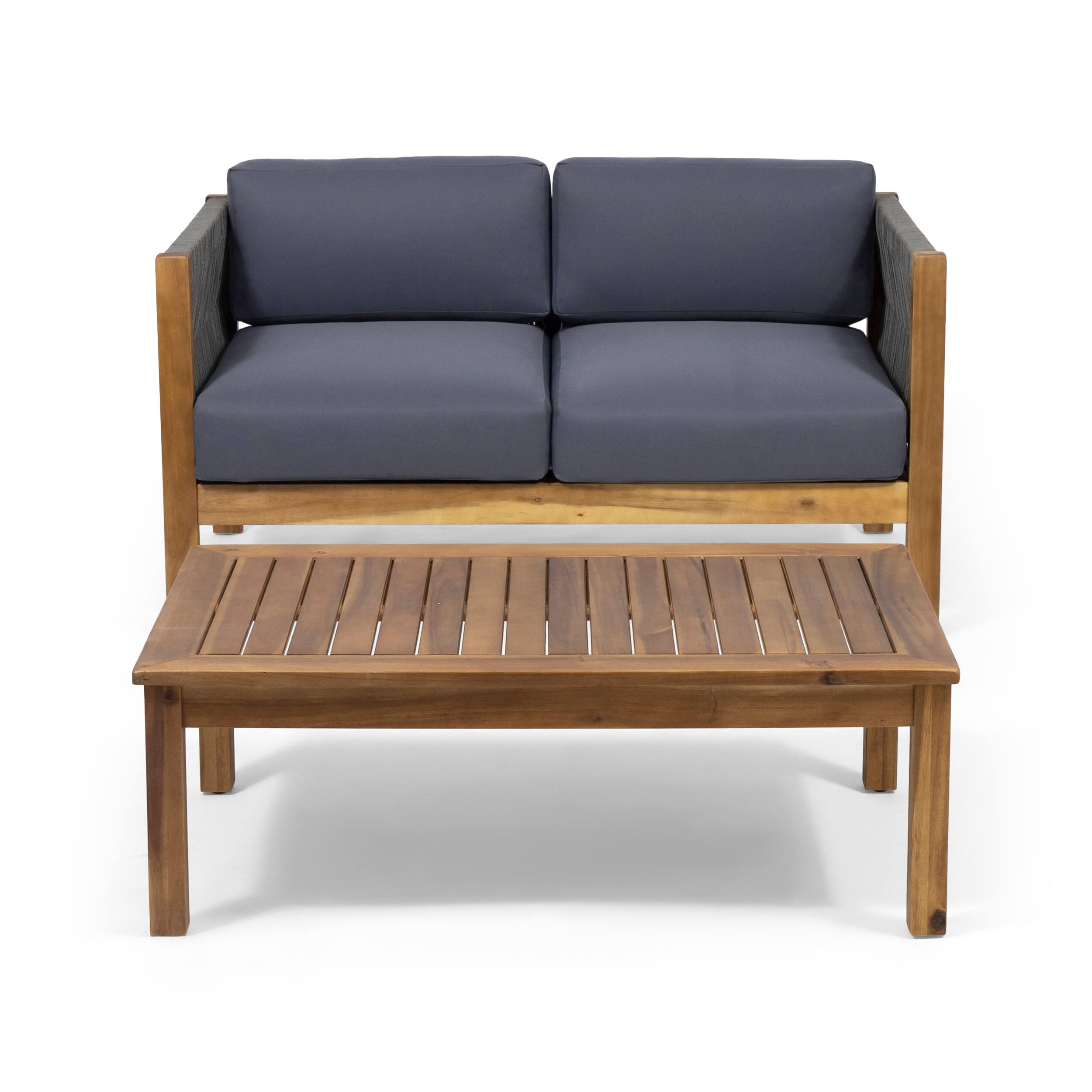 Alt View 1. Siljoy - LAUREL Outdoor 4 Seater Chat Set_LOVESEAT & COFFEE TABLE & CLUB CHAIR - Teak.