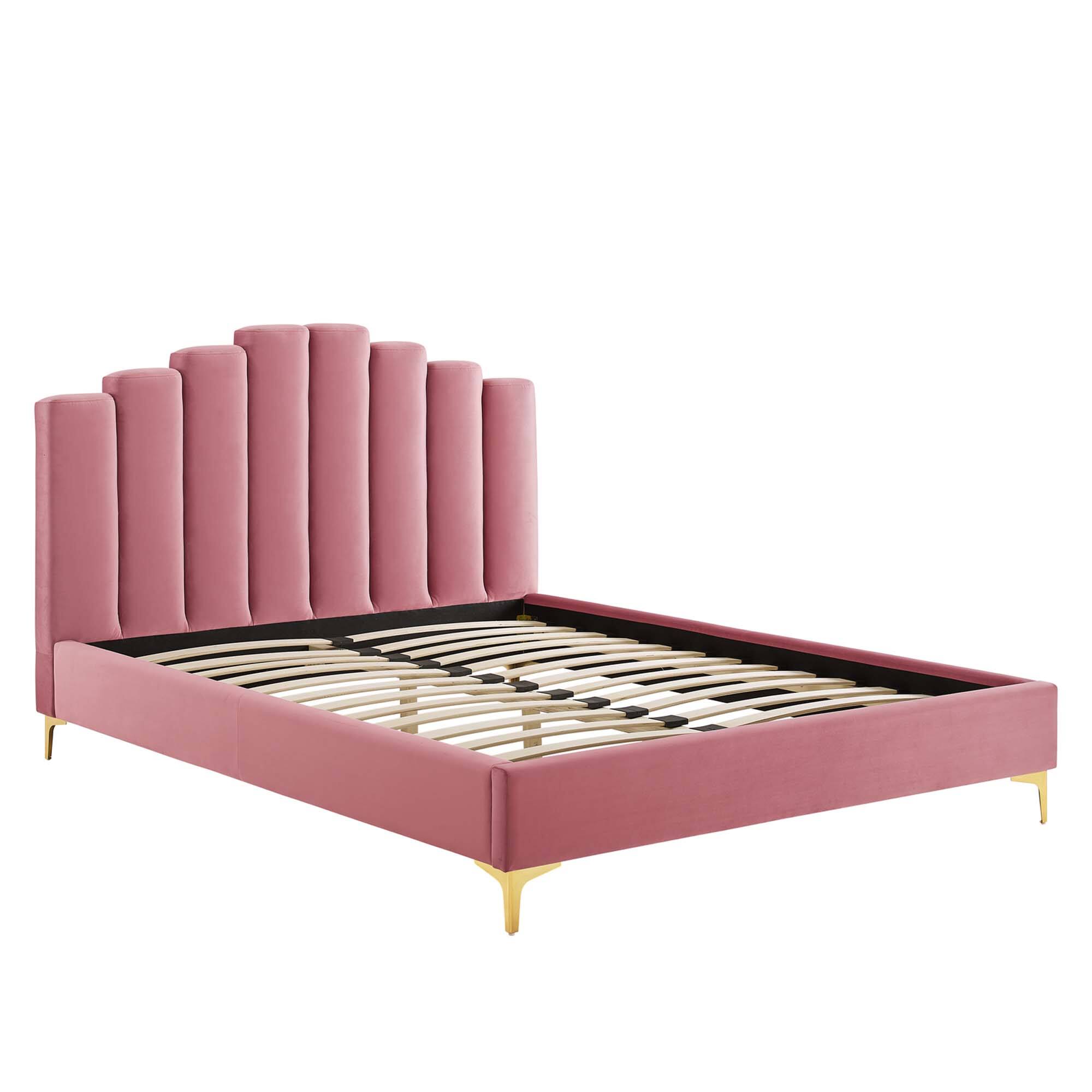 Back. Modway - Sutton Performance Velvet King Bed Frame - Red.