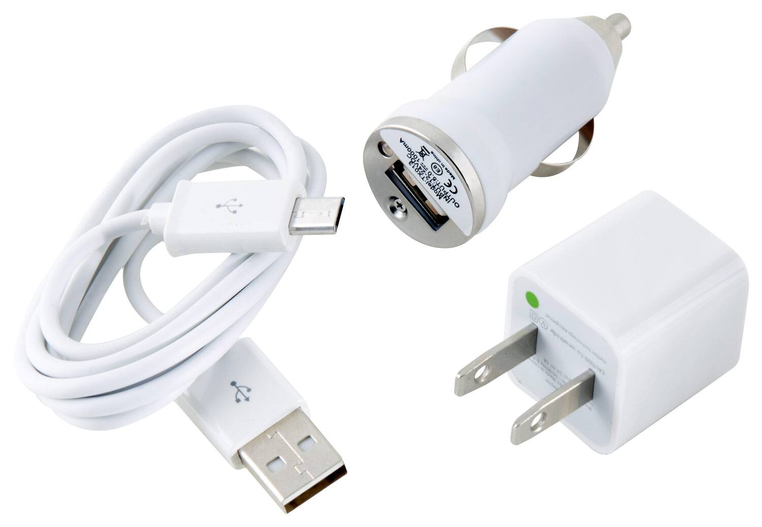 Front. UltraLast - Micro USB Vehicle and Wall Chargers - White.