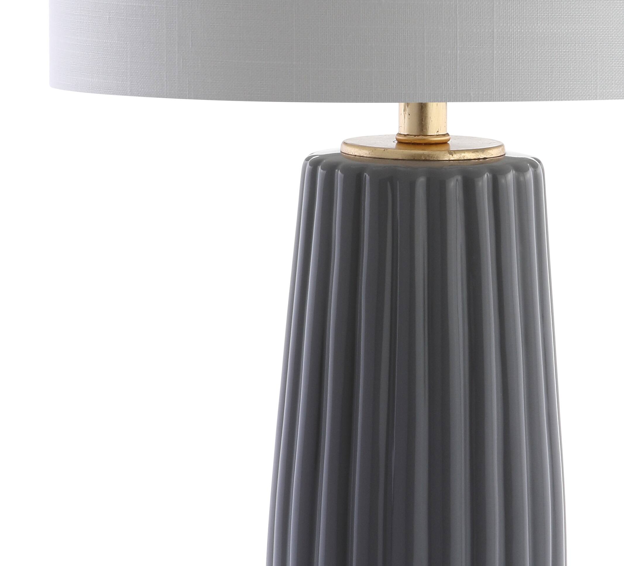Alt View 6. Jonathan Y - Roman 28.5" Ceramic LED Table Lamp, Gray - Gray.