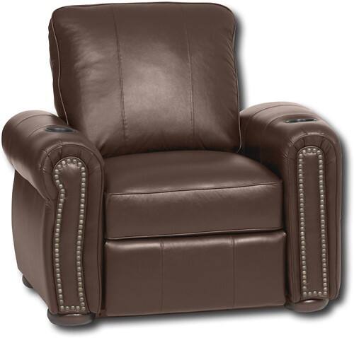 Angle Standard. Berkline - Leather Home Theater Recliner with Straight Left Arm & Curved Right Arm.