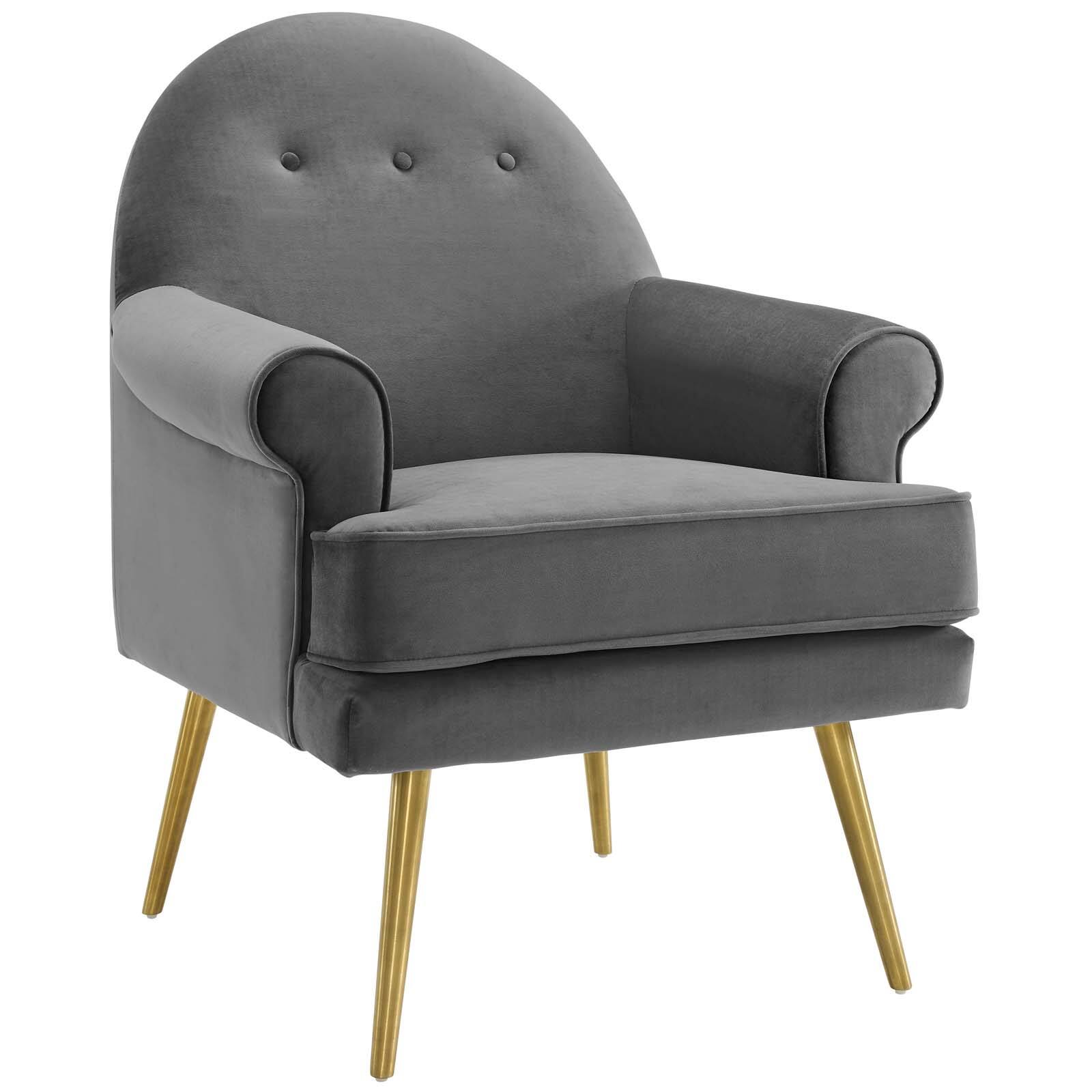Angle. Modway - Revive Tufted Button Accent Performance Velvet Armchair by Modway - Gray.