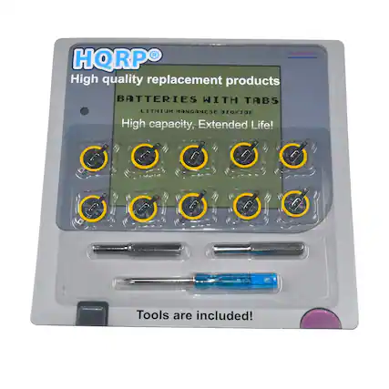 HQRP High quality replacement products
BATTERIES WITH TABS
LITHIUM MANGANESE DIOXIDE
High capacity, Extended Life!
Tools are included!