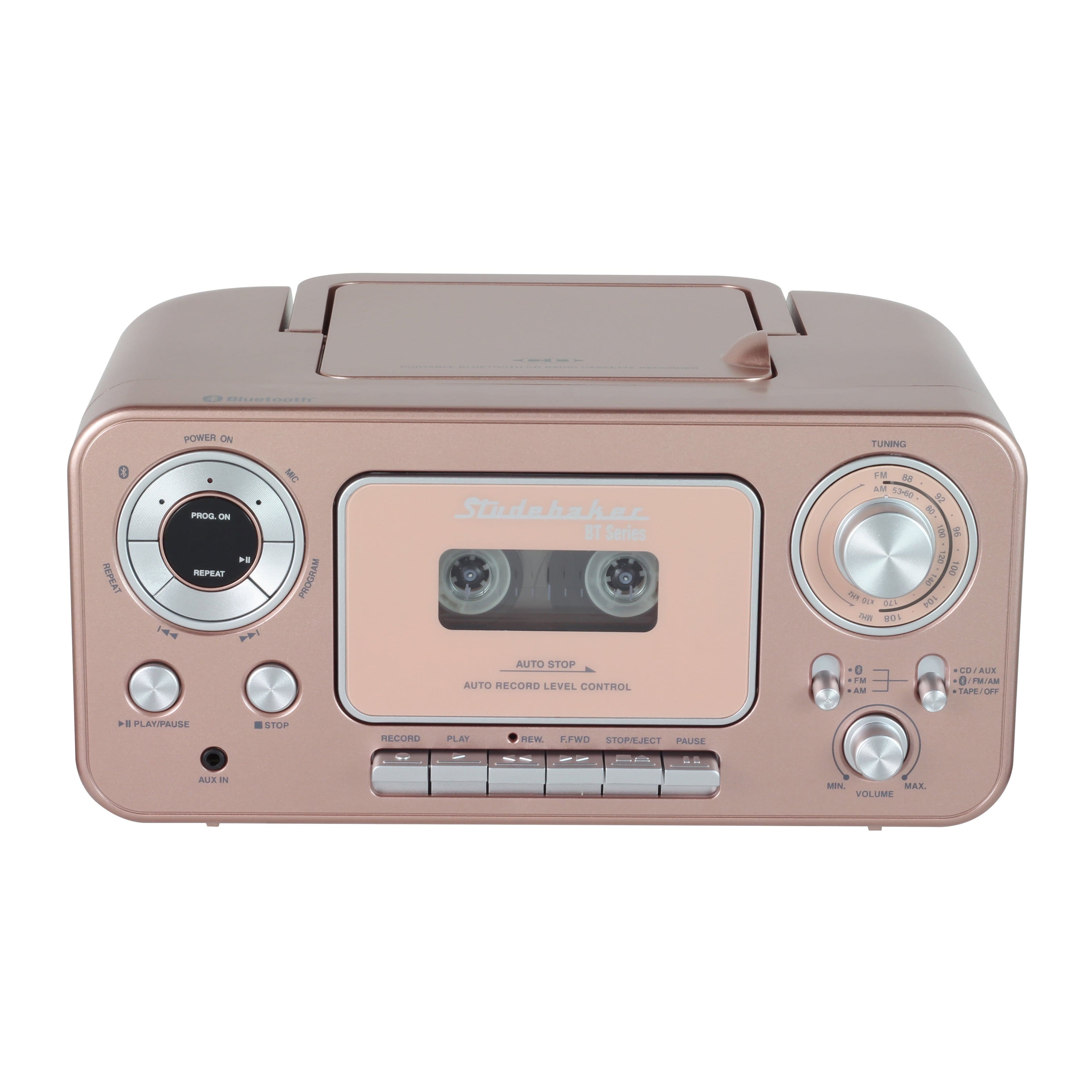 Studebaker - BT Series Portable Bluetooth CD Player with AM/FM Stereo - Rose Gold - Front_Zoom