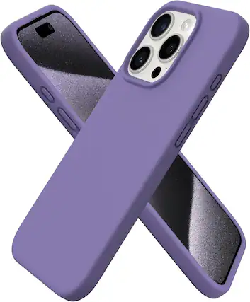 Front. Ornarto - ORNARTO Compatible with iPhone 15 Pro Case 6.1", Slim Liquid Silicone Full Covered Protective Cover-Amethyst - Amethyst.