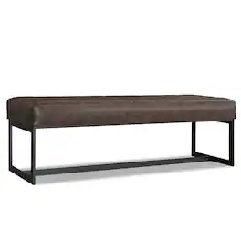 Simpli Home - Penelope Leather Ottoman Bench Genuine Leather - Brown