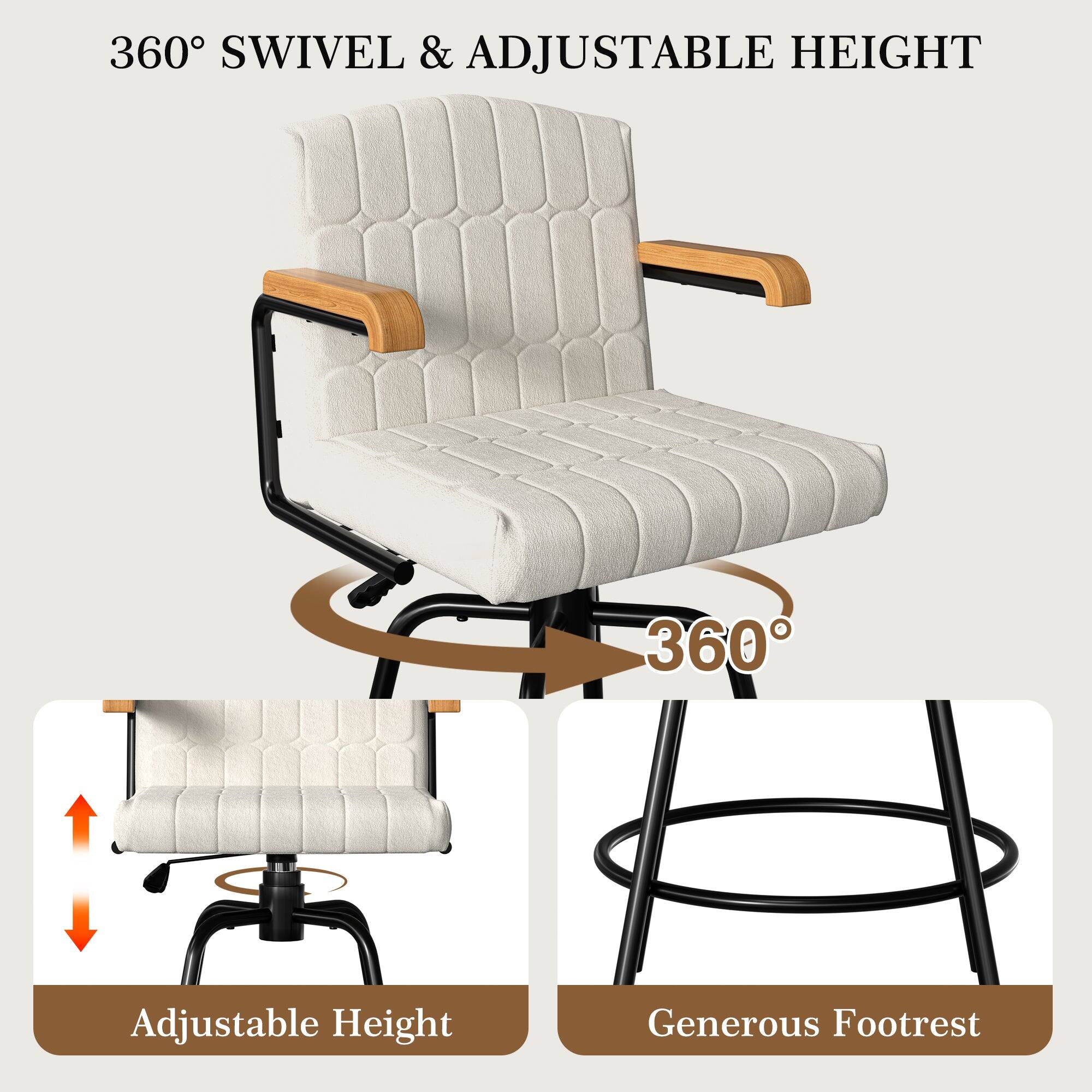 360° SWIVEL & ADJUSTABLE HEIGHT

Adjustable Height

Generous Footrest