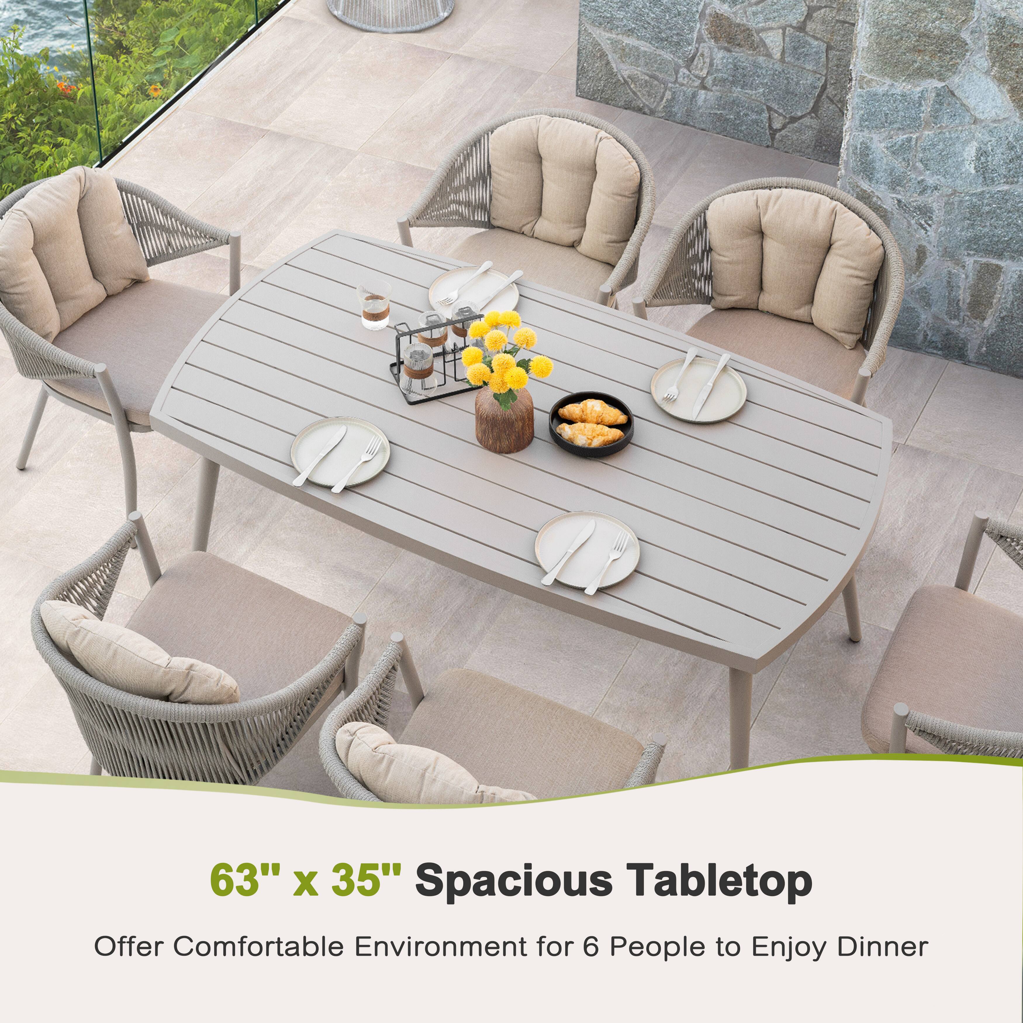 63" x 35" Spacious Tabletop  
Offer Comfortable Environment for 6 People to Enjoy Dinner