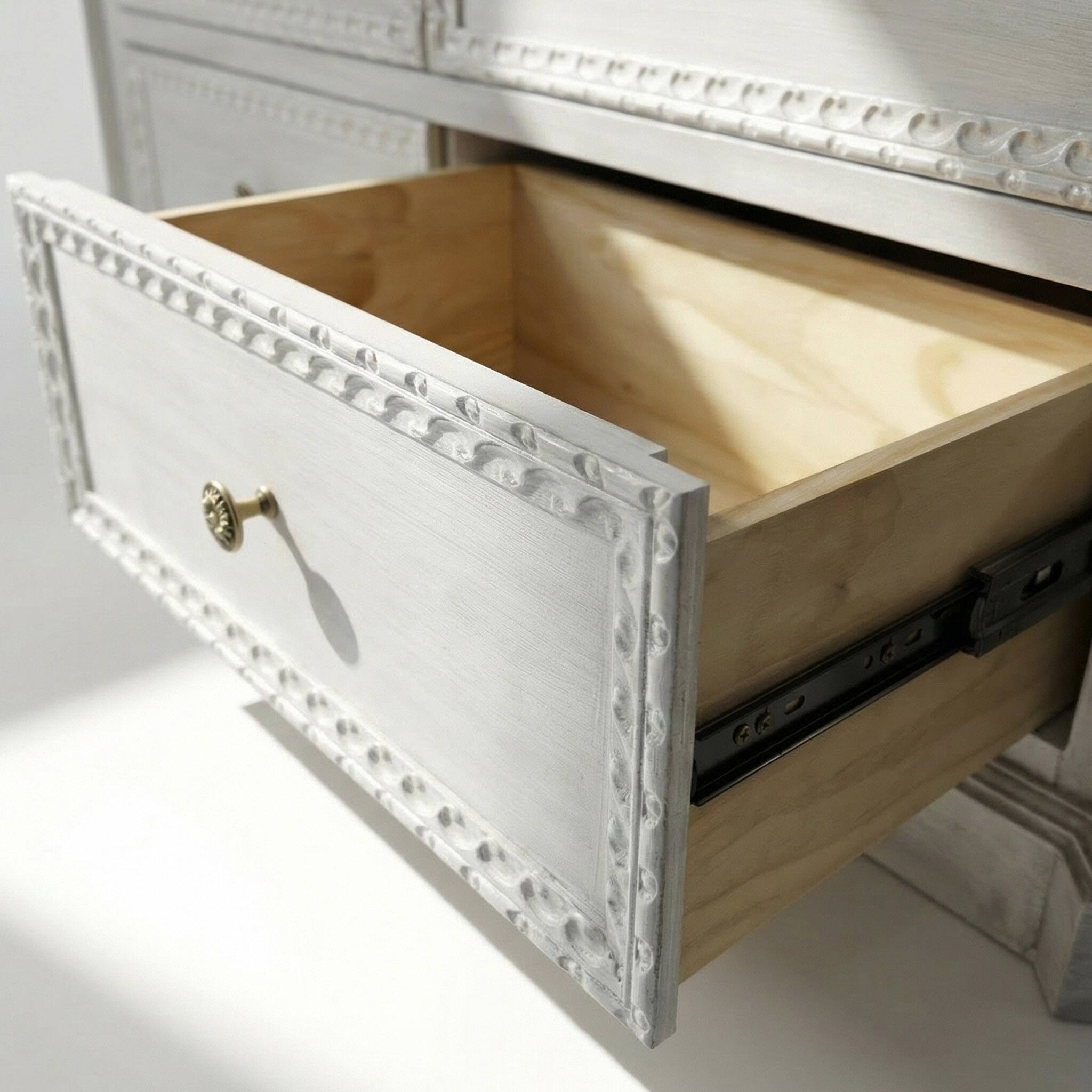 Alt View 5. Homsee - Fully Assembled Solid Wood 5 Drawer Dresser, Classic Vintage Chest of Drawers for Bedroom or Living Room - White.