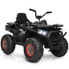 Front. Gymax - Gymax 12V Electric Kids Ride On Car ATV 4-Wheeler Quad w/ LED Light Black - Black.