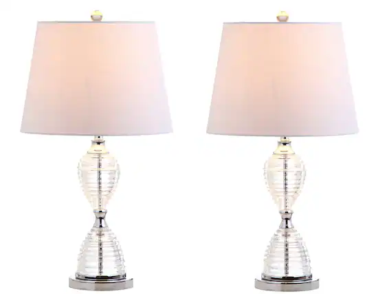 Front. Jonathan Y - Aubrey 24" Crystal LED Table Lamp, Clear (Set of 2) - Clear.