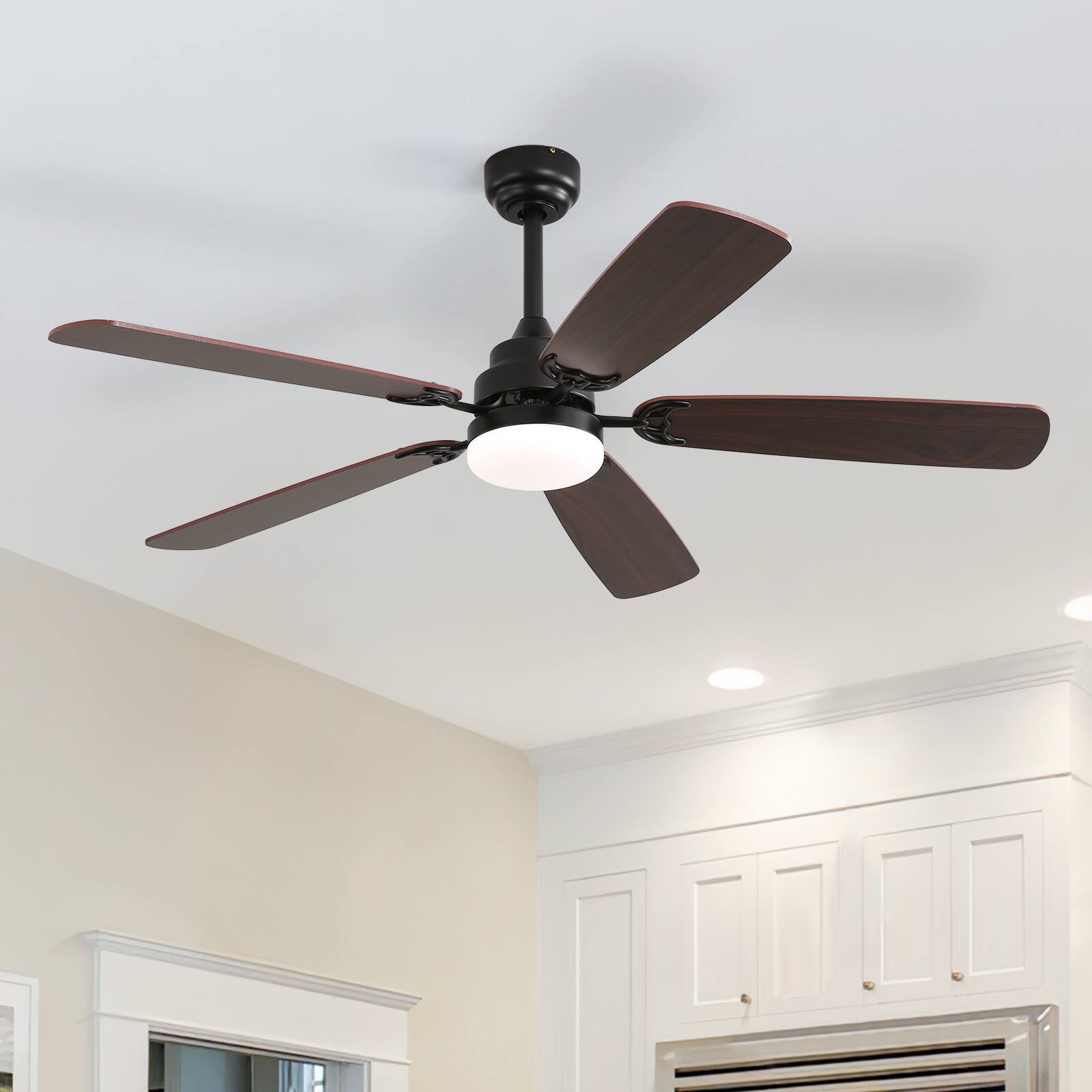 Alt View 5. Sofucor - 52 Inch Flush Mount LED Ceiling Fan With Dual Finish Blades and Remote Modern Low Profile Ceiling Fan Bedroom Farmhouse - Black.