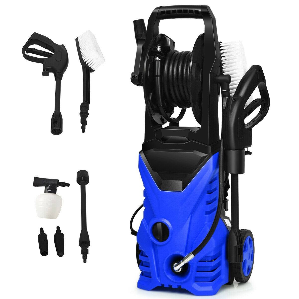 Alt View 3. Costway - Costway 2030PSI Electric Pressure Washer Cleaner 1.7 GPM 1800W with Hose Reel - Blue.
