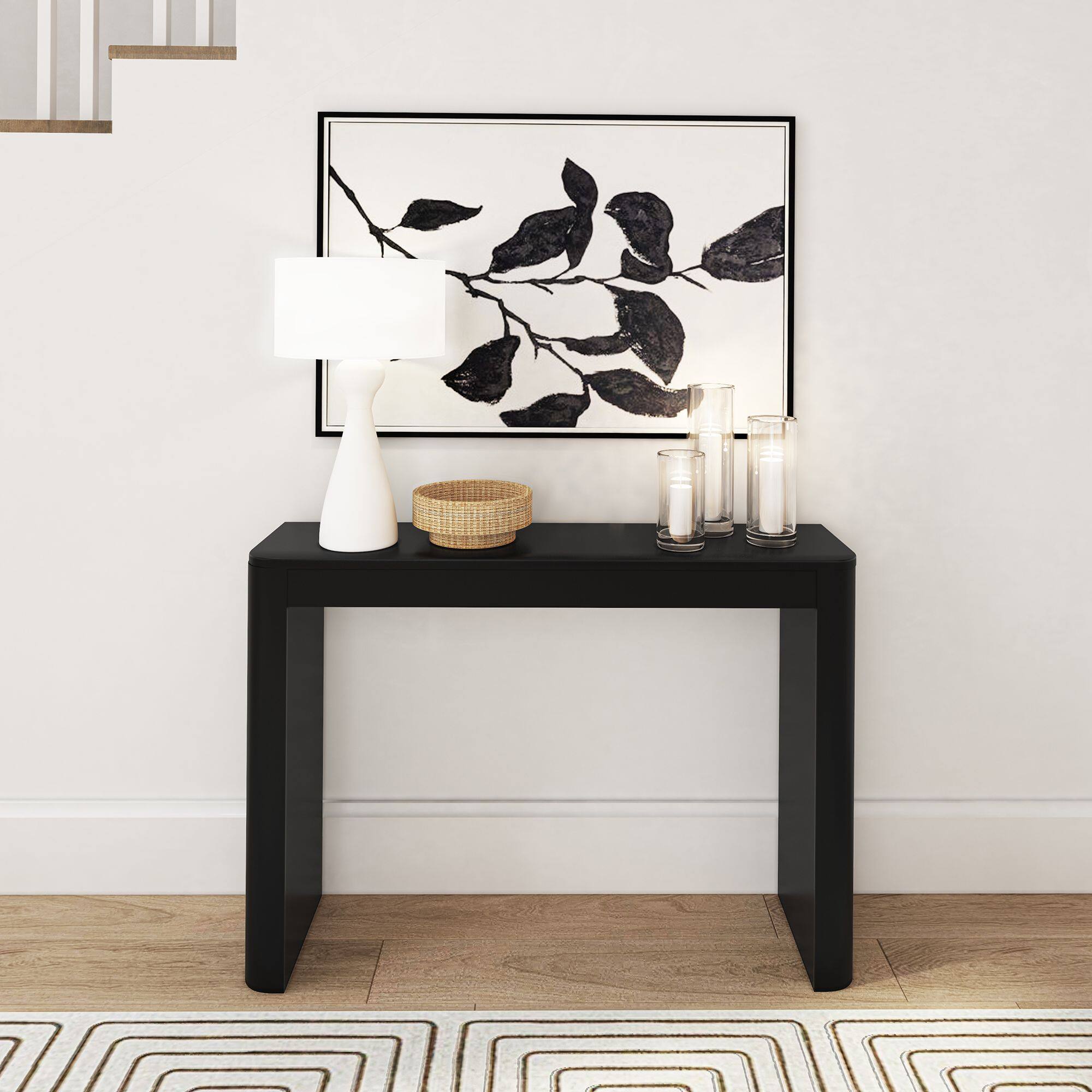 Alt View 1. Plank+Beam - Contour Console Table (46in / 1170mm), Black - Black.
