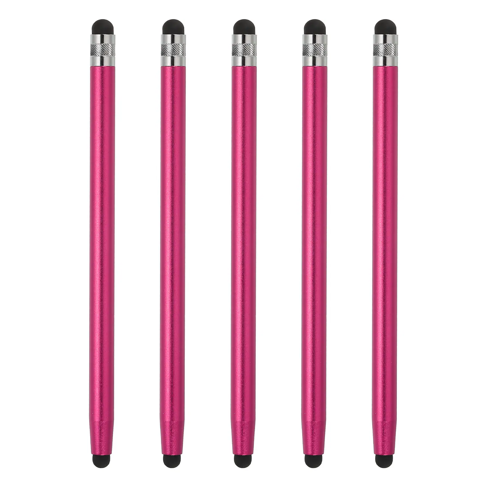 Unique Bargains - 5pcs Stylus Pens for Touch Screens Dual Rubber Tips Capacitive Stylus Universal Tablet Pen Sensitivity Precision - Rose Red