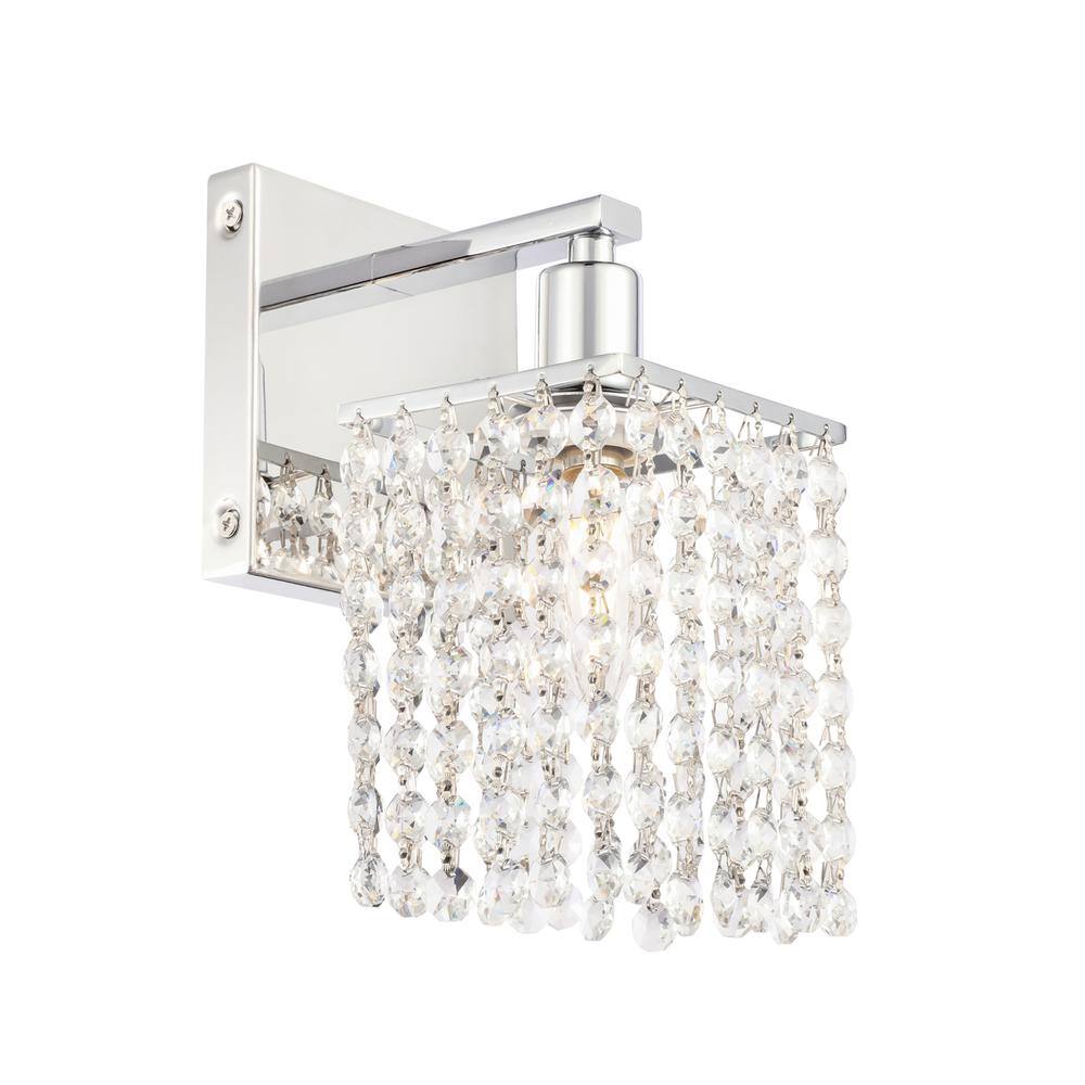 Alt View 3. Living District - Phineas 1 light Chrome and Clear Crystals wall sconce - Chrome And Clear Crystals.