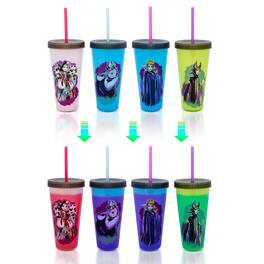 Silver Buffalo - Disney Villains Color-Changing Plastic Tumblers | Set of 4 - Black