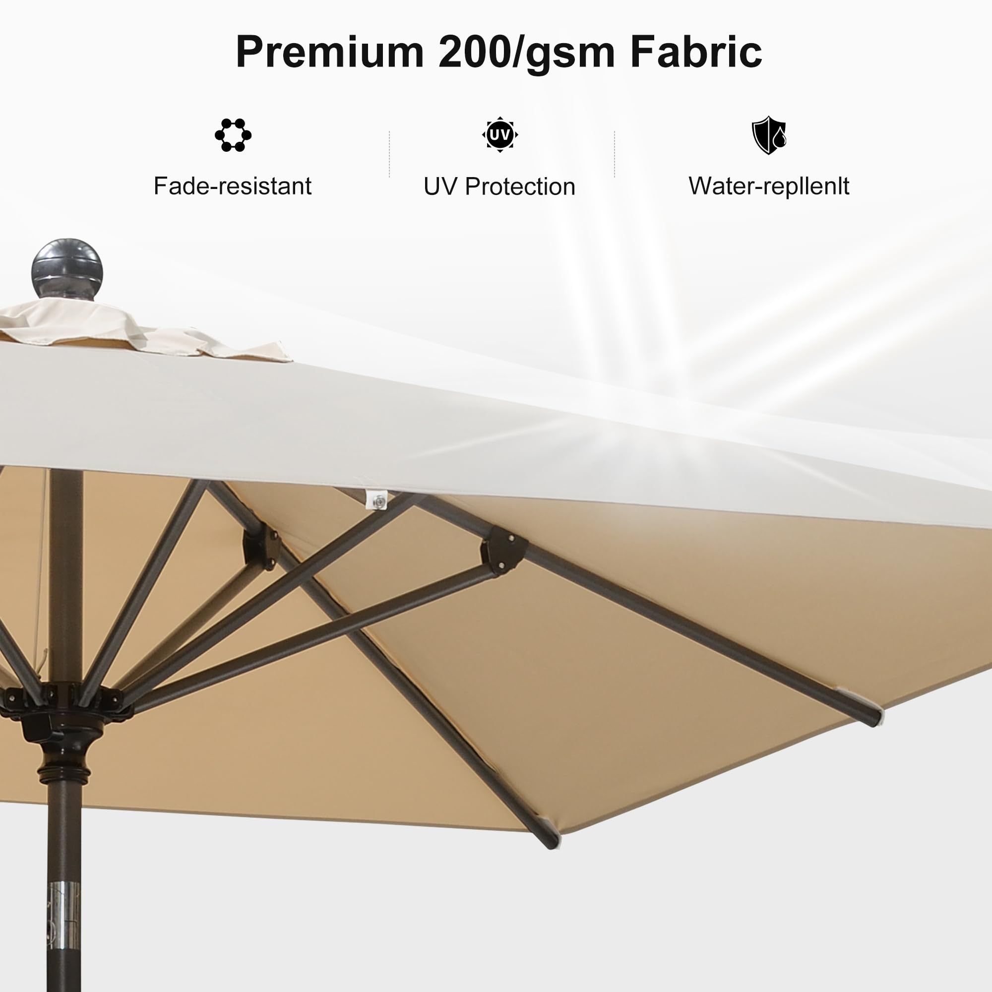 Premium 200/gsm Fabric

- Fade-resistant
- UV Protection
- Water-repellent