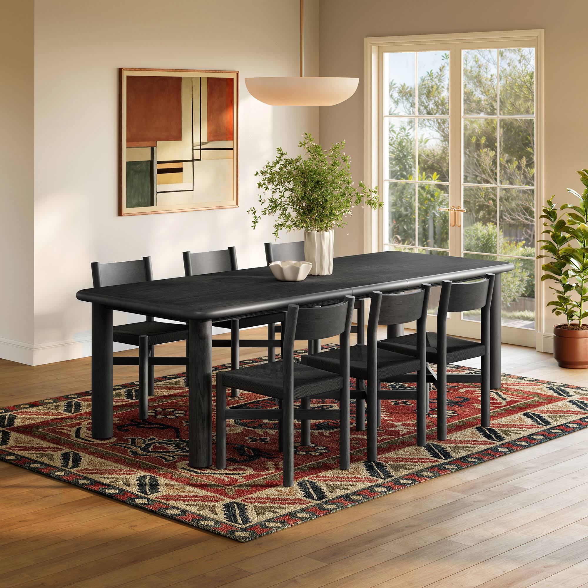 Alt View 2. Modway - Alvia 7-Piece Wood Extendable Dining Table and Chairs Set by Modway - Black.