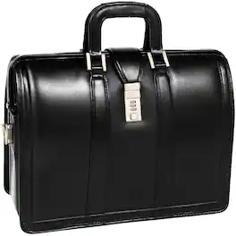McKleinUSA - 17-Inch Laptop Briefcase Morgan Litigator Full-Grain Leather Padded Compartment 3-Section Organizer Combination Lock - Black