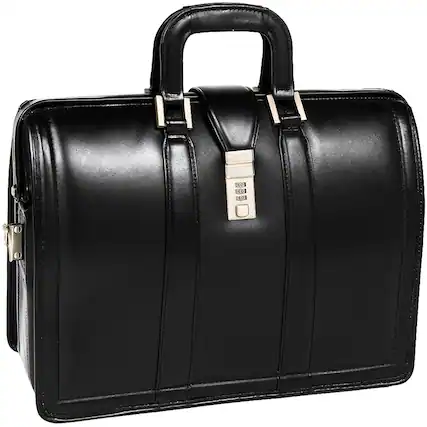 Front. McKleinUSA - 17-Inch Laptop Briefcase Morgan Litigator Full-Grain Leather Padded Compartment 3-Section Organizer Combination Lock - Black.