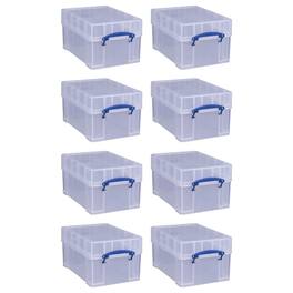 Really Useful Box - 9 Liters Transparent Storage Container with Snap Lid, 8 Pack