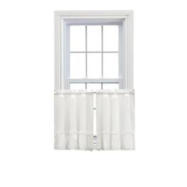 Ellis Curtain - Madelyn Ruflled Victorian 1.5" Rod Pocket Window Curtain Tiers 82"x30" - Natural