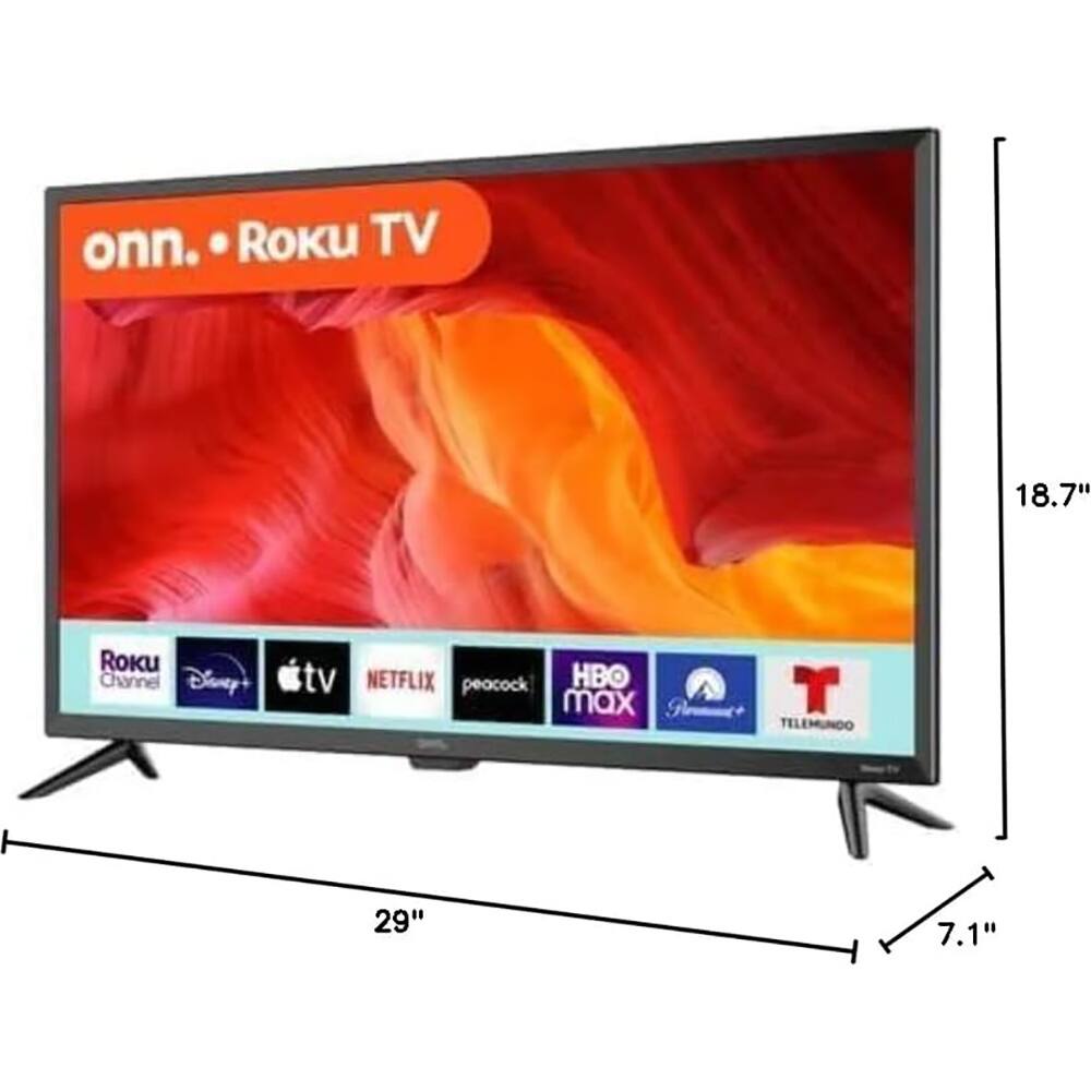 onn. Roku TV 18.7" Roku Channel Disney+ tv NETFLIX peacock HBO max TELMUNDO 29" 7.1"