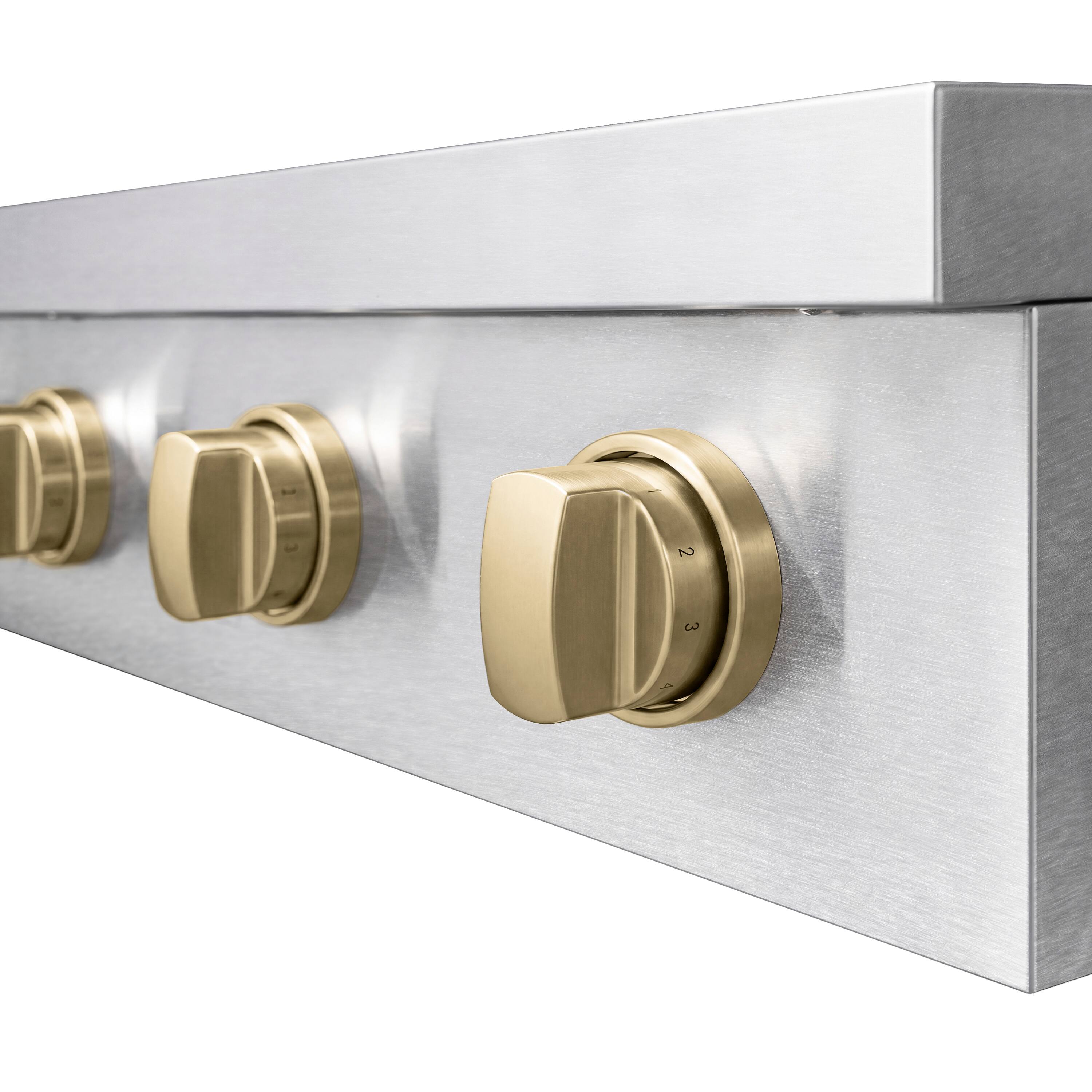 Alt View 9. ZLINE - Autograph 36 in. Paramount Built-in Electric Induction Rangetop w/ 5 Element Cooktop in Satin Steel & Champagne Accents - Stainless Steel.
