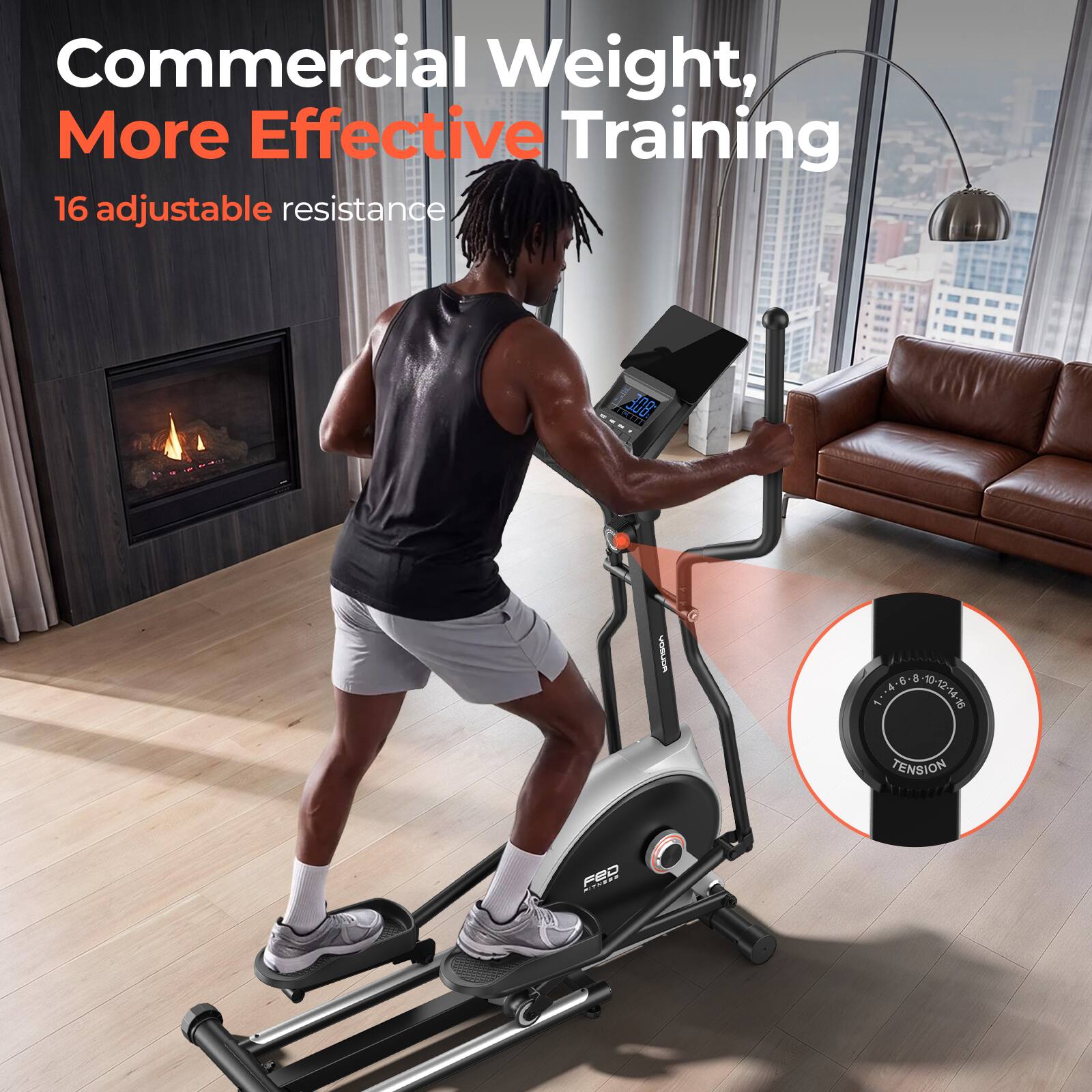 Commercial Weight, More Effective Training  
16 adjustable resistance  
FINI 80E  
TENSION  
FED
