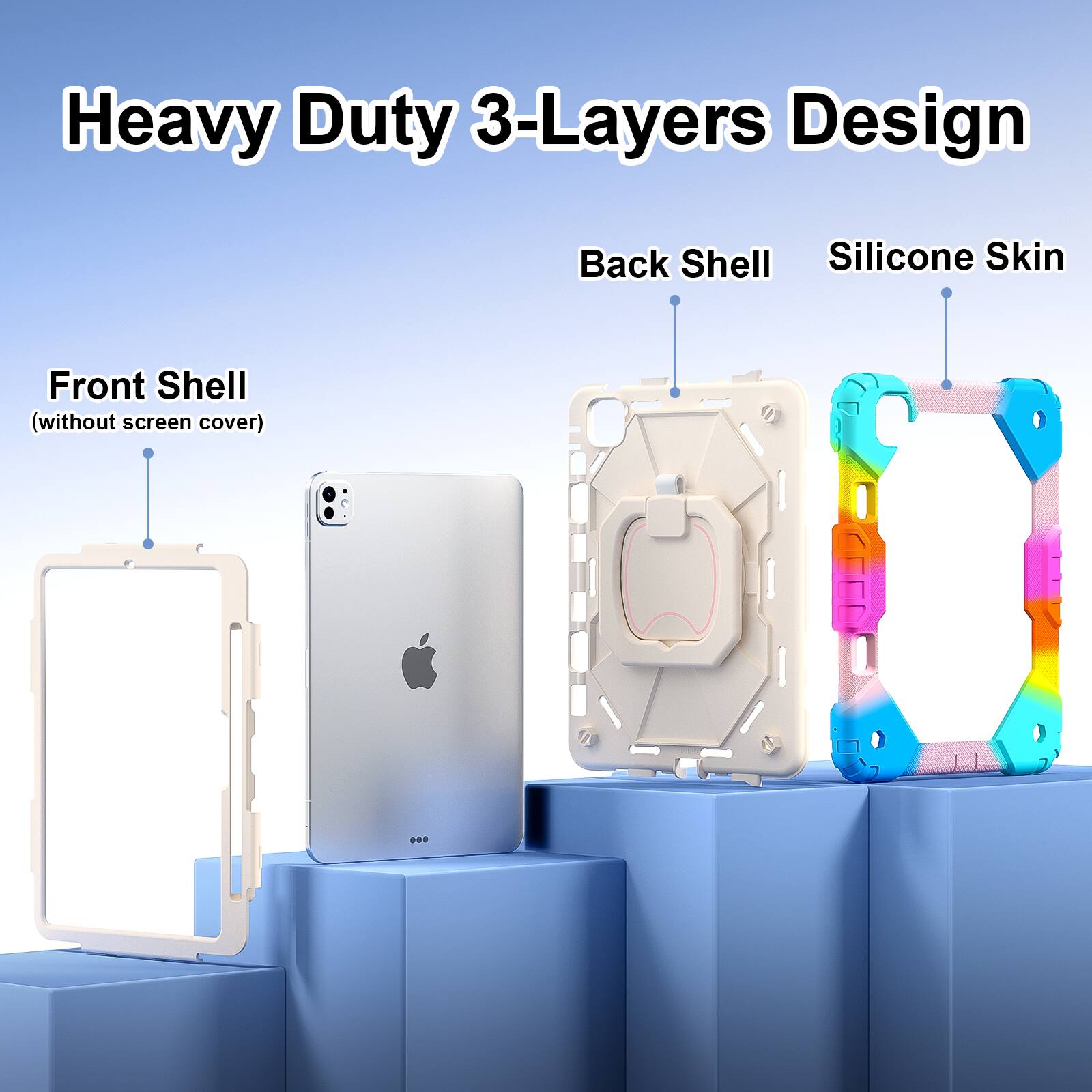 Heavy Duty 3-Layers Design  
Back Shell Silicone Skin Front Shell (without screen cover)