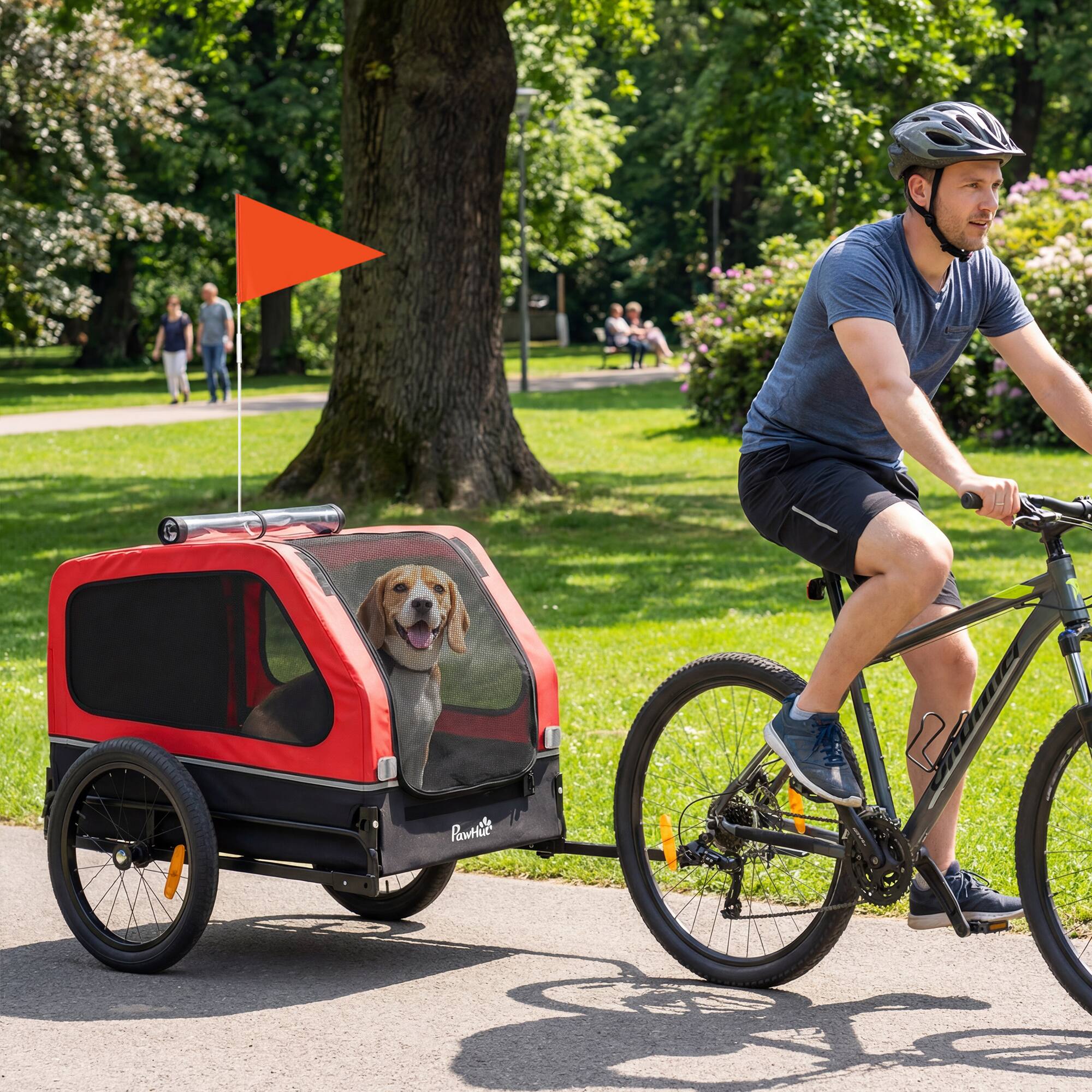 Alt View 1. Pawhut - Bike Trailer for Small & Medium Dogs, Universal Bicycle Coupler - Red.