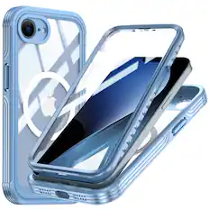 Front. Dteck - for iPhone 16e Case with Built-in Screen Protector,Compatible with MagSafe,Military-Grade Shockproof Magnetic Cover - Blue.