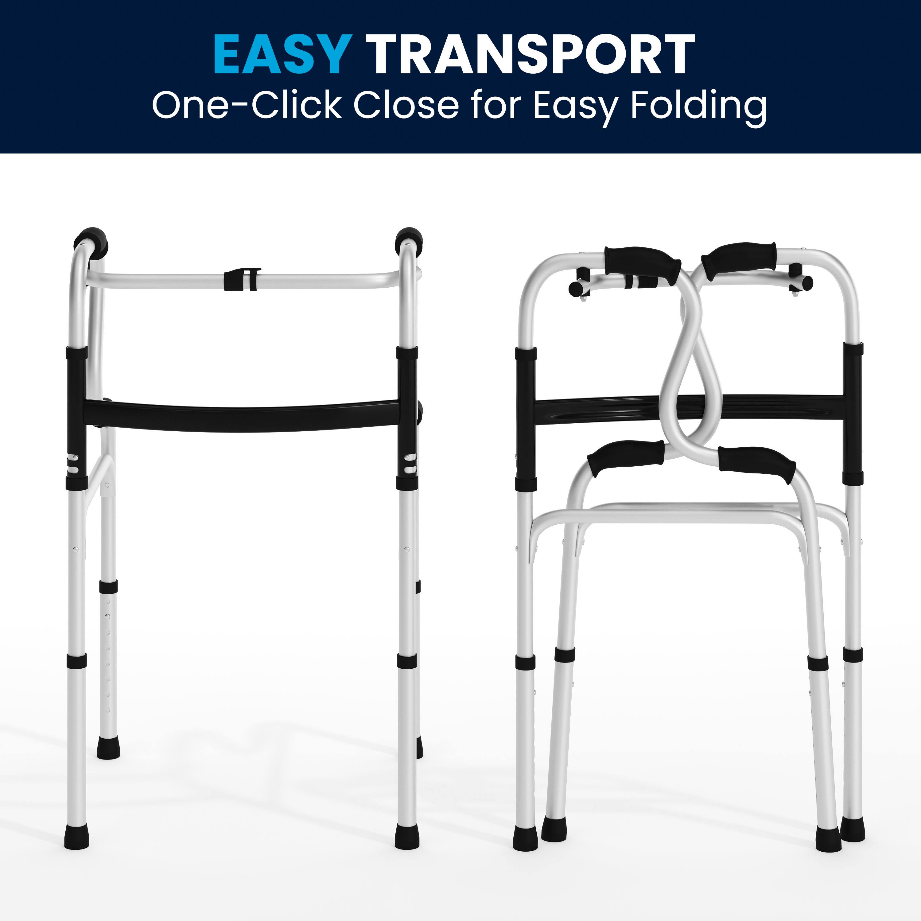 EASY TRANSPORT  
One-Click Close for Easy Folding