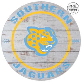 Jardine - Southern University Jaguars 20'' x 20'' Indoor/Outdoor Weathered Circle Sign - Blue