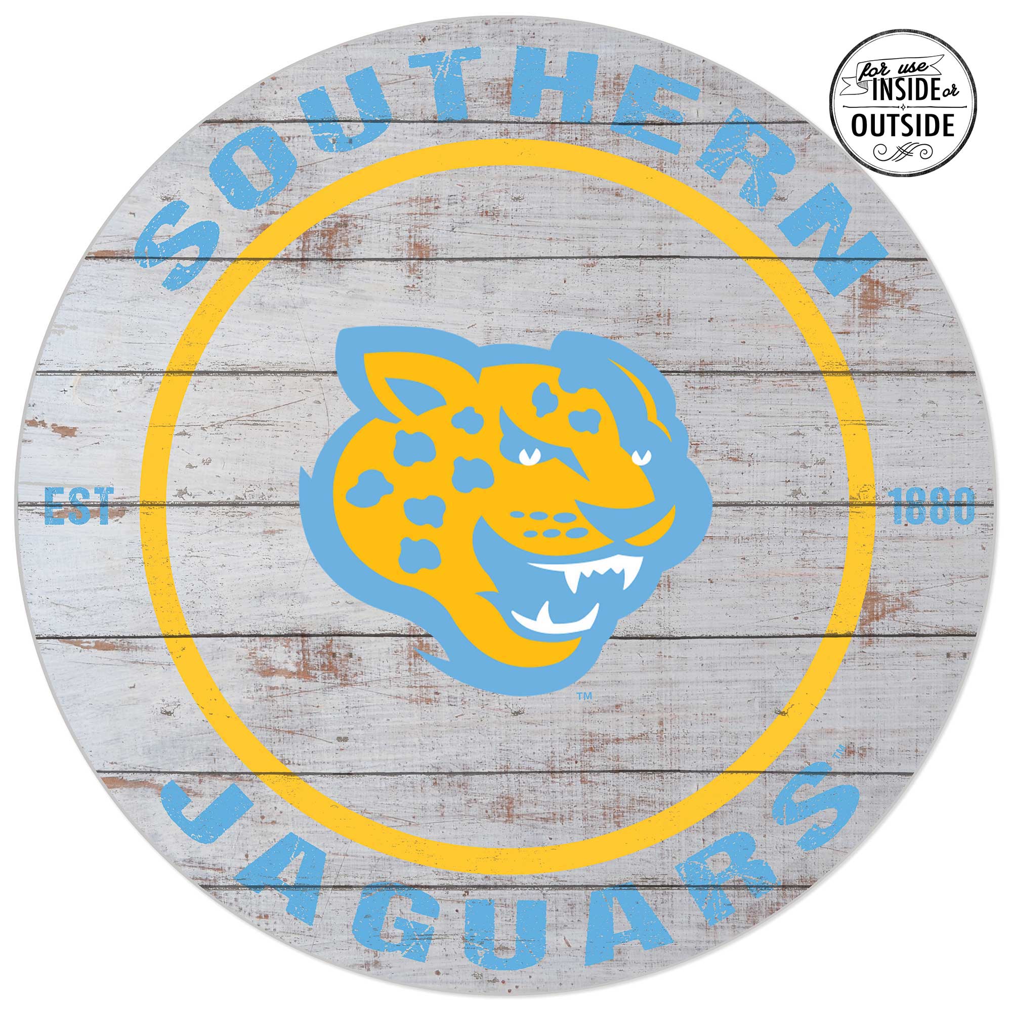 Southern University Jaguars 20'' x 20'' Indoor/Outdoor Weathered Circle Sign