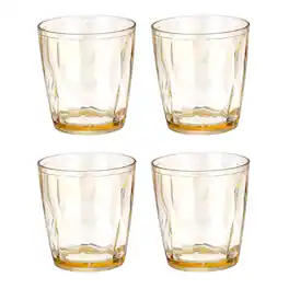 Unique Bargains - 4pcs Plastic Drinking Glasses, 7.1oz Unbreakable Reusable Stackable Water Tumblers for Home Office - Amber