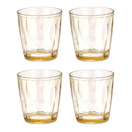 Front. Unique Bargains - 4pcs Plastic Drinking Glasses, 7.1oz Unbreakable Reusable Stackable Water Tumblers for Home Office - Amber.