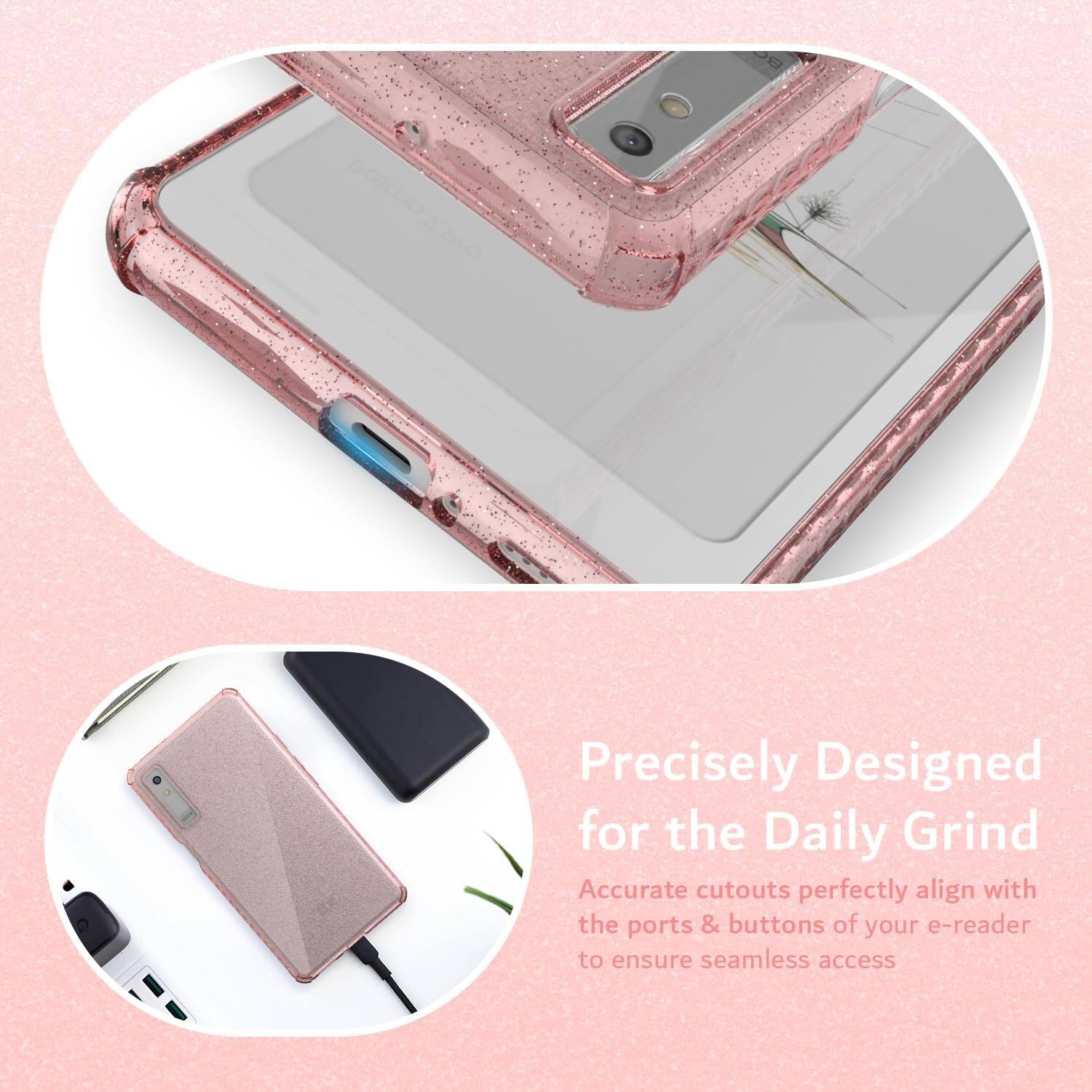 Precisely Designed for the Daily Grind  
Accurate cutouts perfectly align with the ports & buttons of your e-reader to ensure seamless access