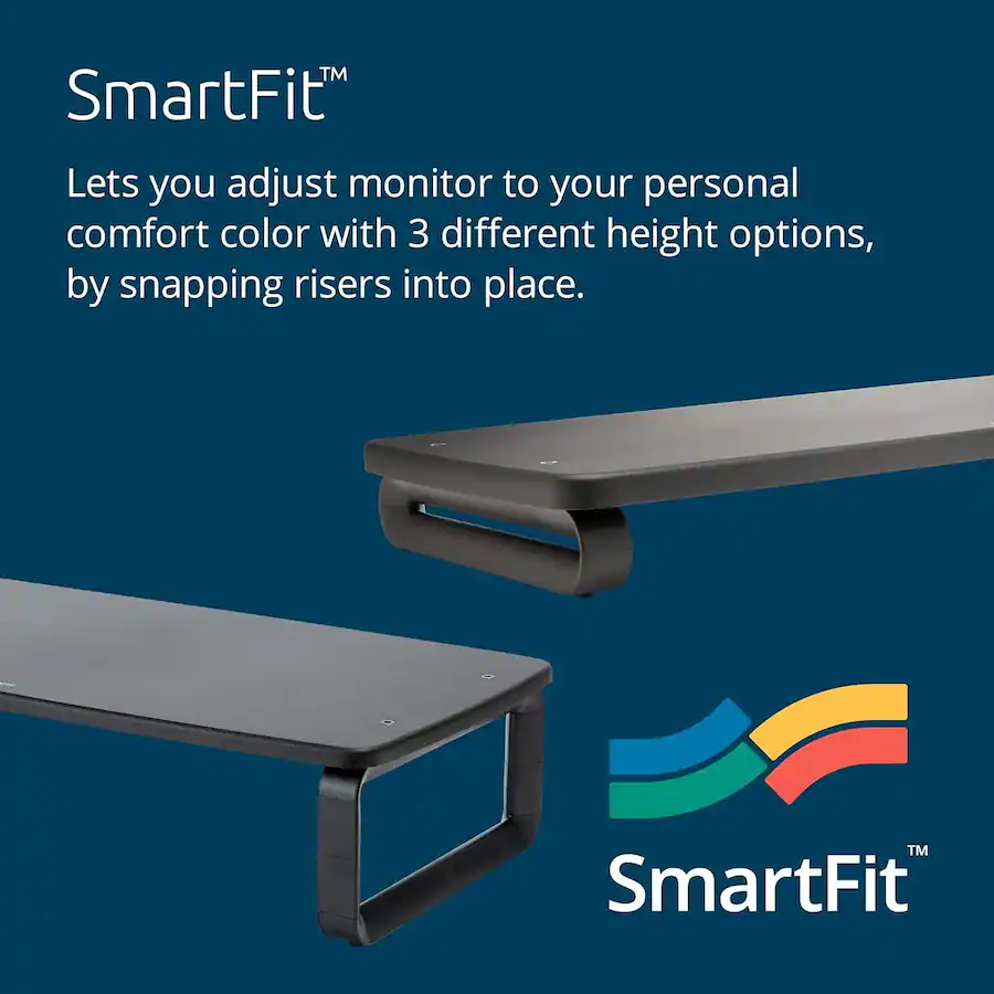 Kensington SmartFit Extra Wide Monitor Stand – Adjustable Height Riser ...