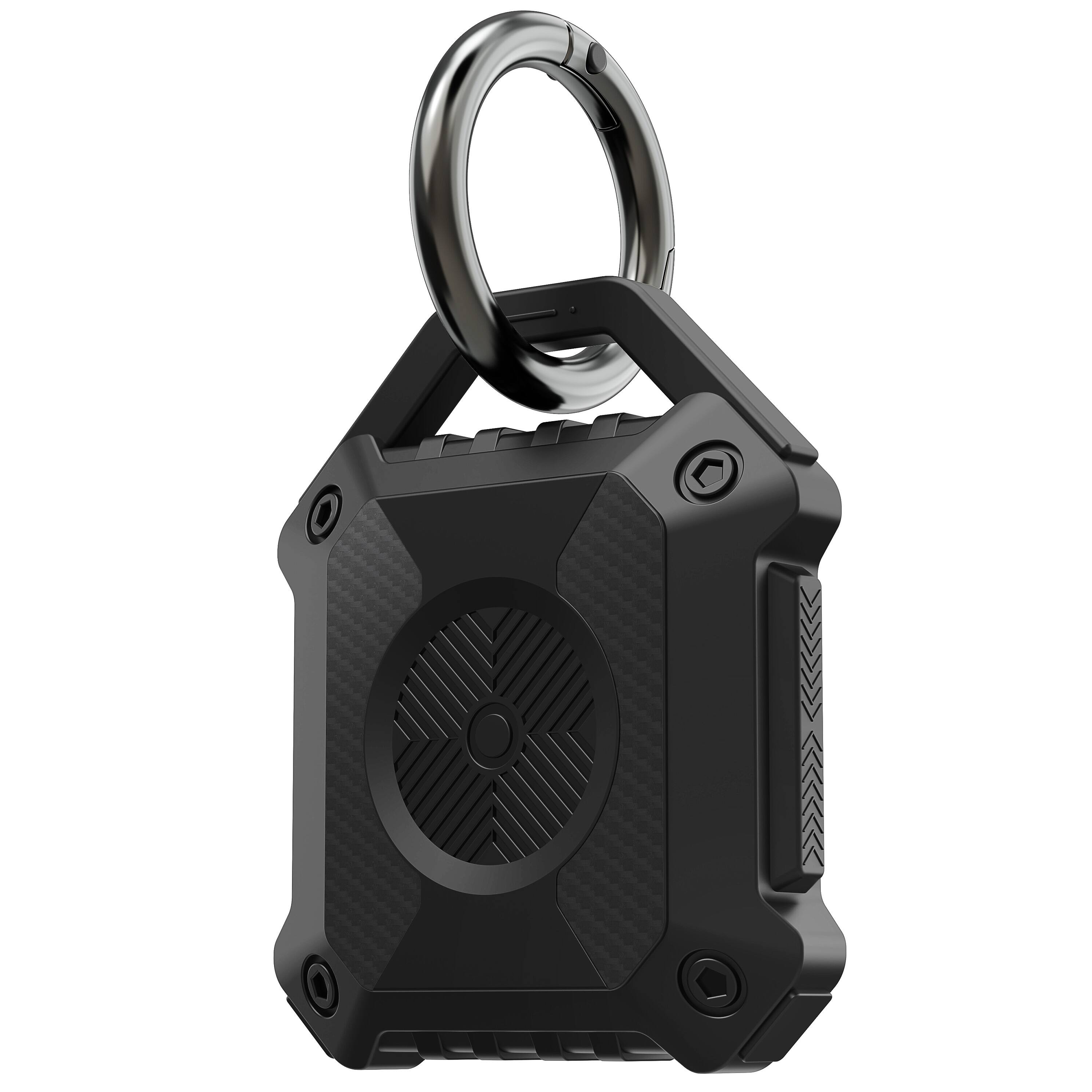 Front. Vena - For Apple AirTag Holder, AirTag Keychain iP56 Water Resistant, AirTag Case Cover For Pet Dog Cat Collar Luggage , Black - Black.