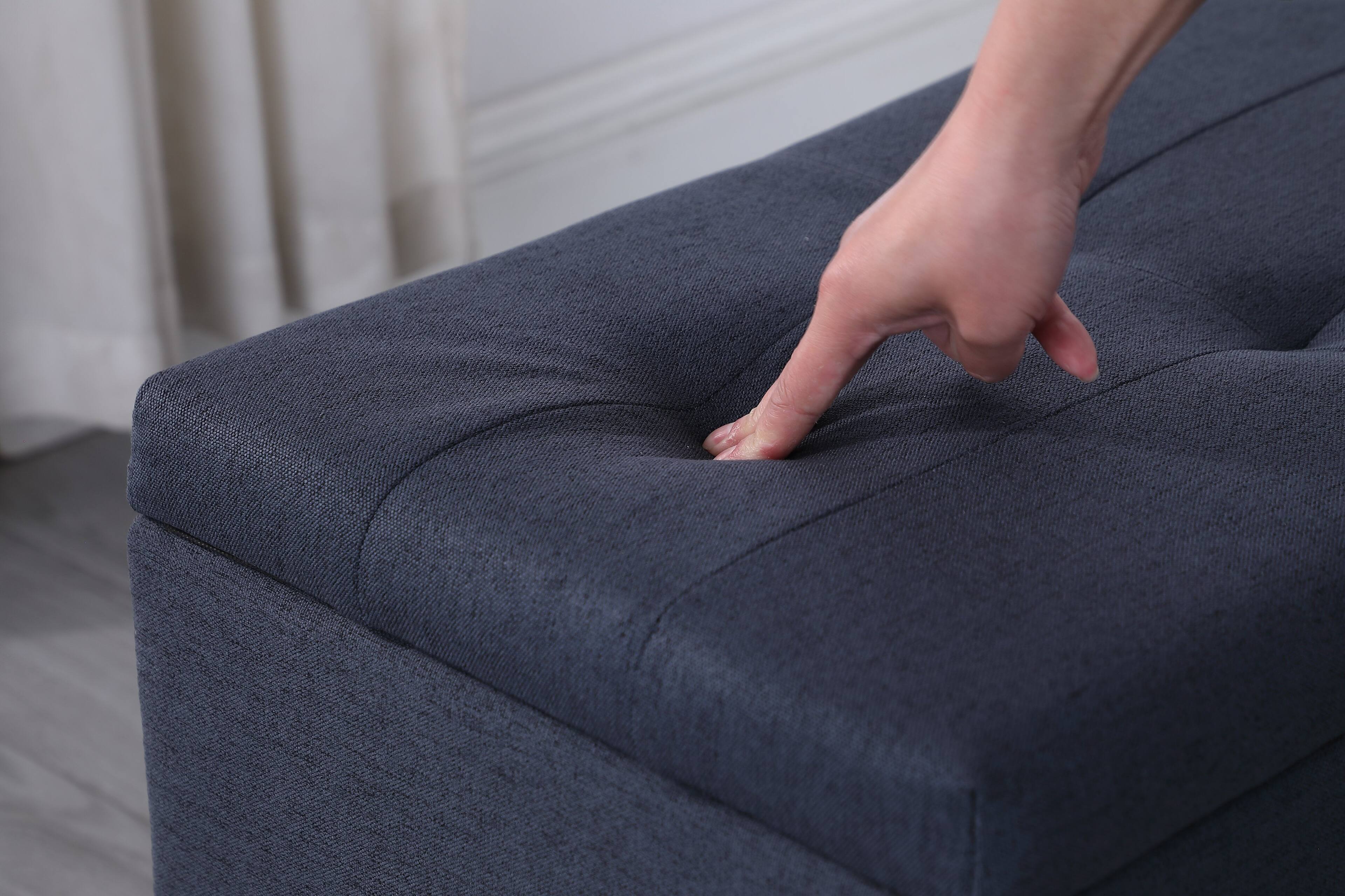 Alt View 2. Ropilly - Ropilly Three in One Storage Ottoman Bench Set Tufted Linen Entryway Bench - Blue.