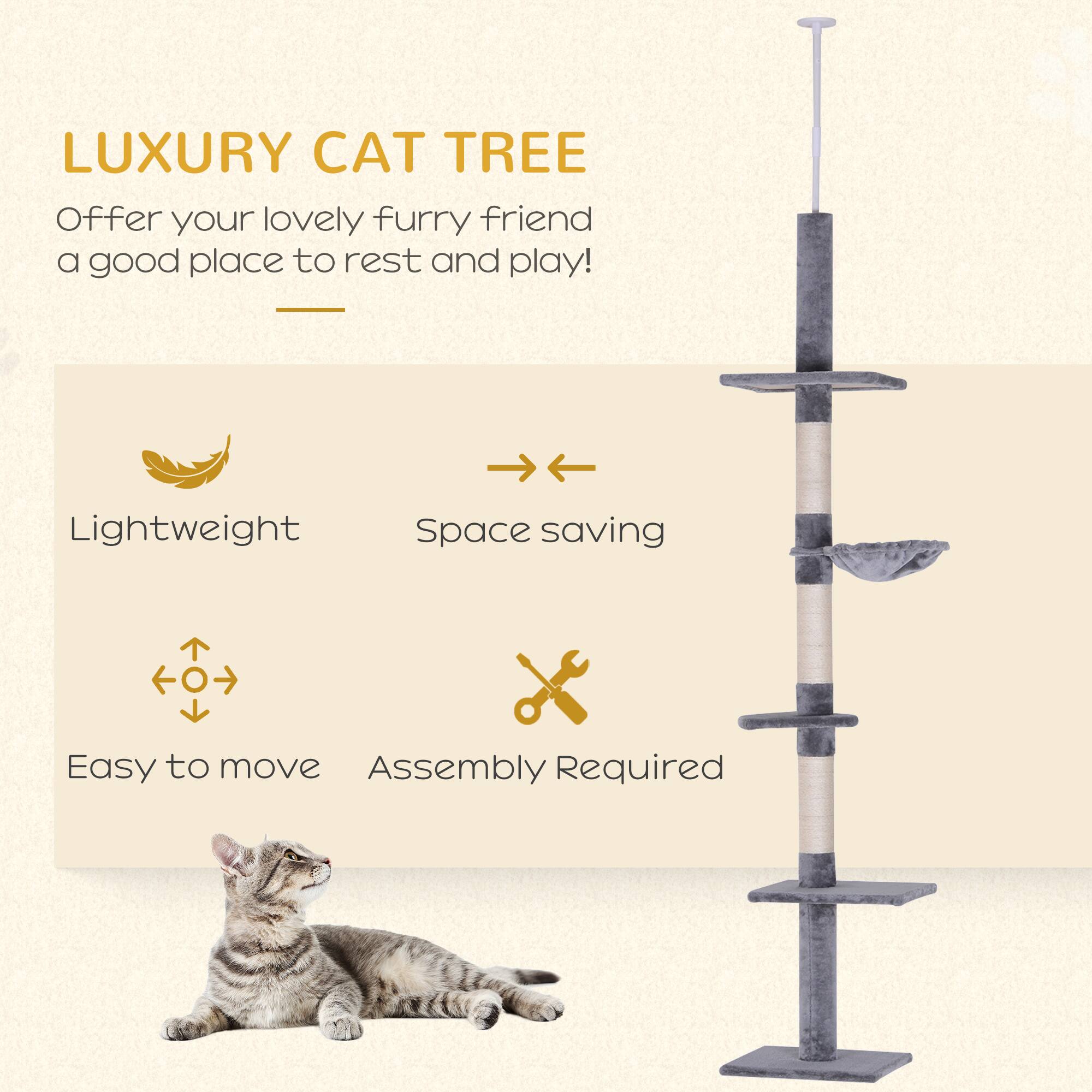 LUXURY CAT TREE  
Offer your lovely furry friend a good place to rest and play!  

- Lightweight  
- Space saving  
- Easy to move  
- Assembly Required