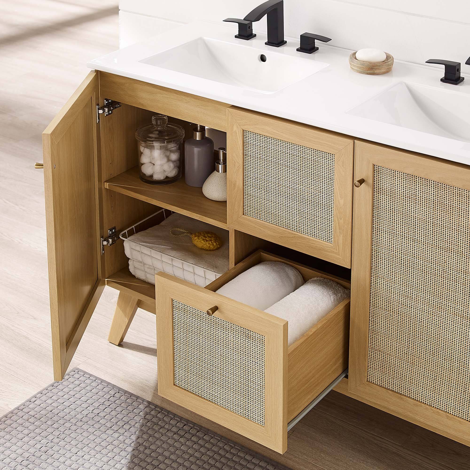 Alt View 1. Modway - Soma Bathroom Vanity with White Basin Included by Modway - Oak White.