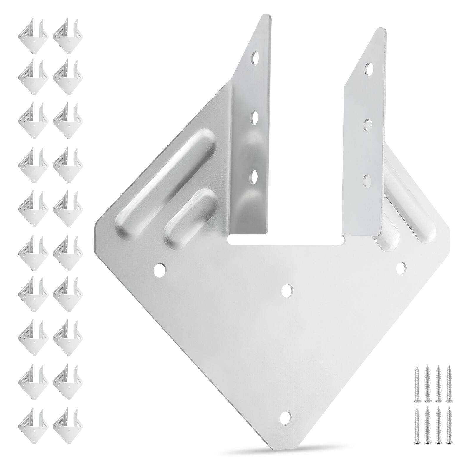 Alt View 5. VEVOR - Hurricane Ties for Rafter, Inner Size 5.31x1.57x2.48 in / 135x40x63 mm, Heavy Duty Hurricane Straps,Rafter Ties Brackets - Silver.