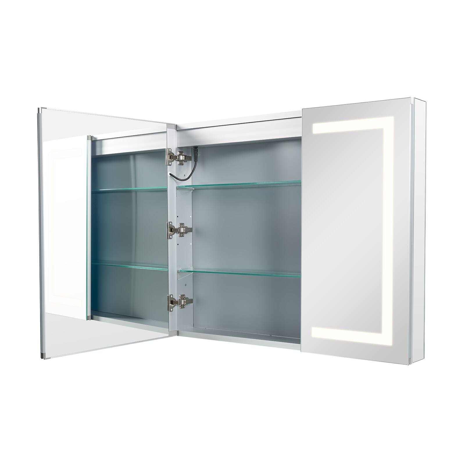 Alt View 5. VEVOR - Lighted Medicine Cabinet with Mirror, 36 x 30 in Recessed or Wall Mount, 3 Color Dimmable LED Bathroom Medicine Cabinet - Silver.