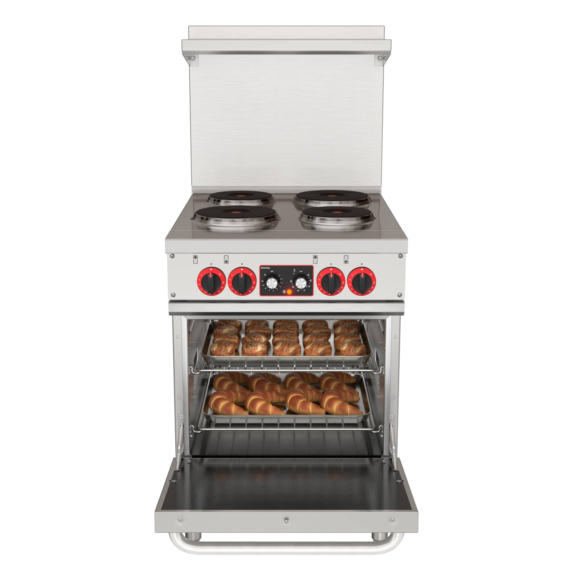 Angle. Koolmore - 24 In. Commercial Electric Range with 4 Burners and 1 Standard Electric Oven in Stainless Steel - 208V 3 Phase - Stainless-Steel.